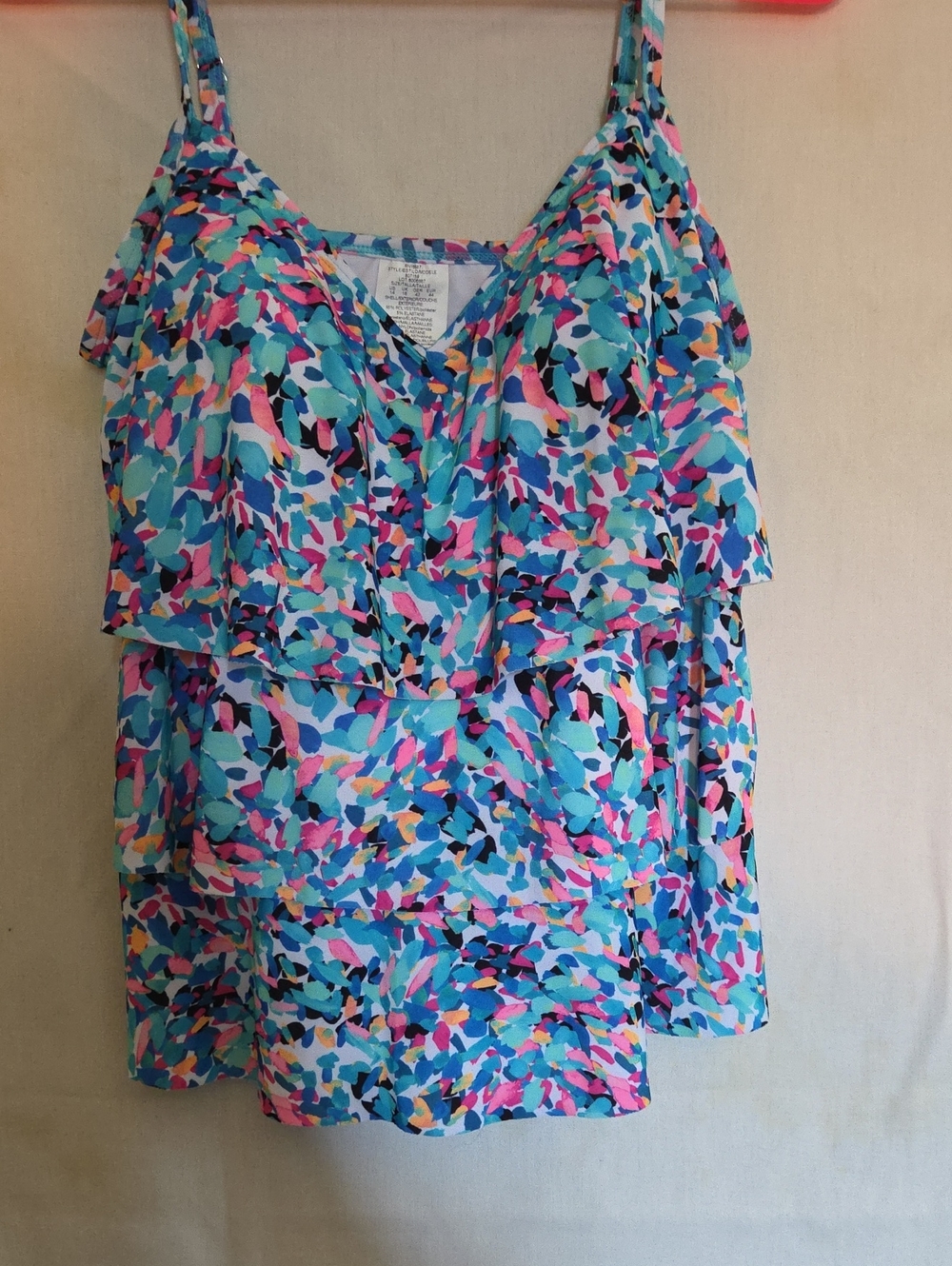 Women’s Layered Swim Tank Top - Teal Multi